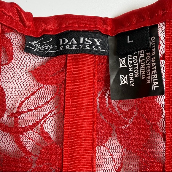FINAL PRICE! Red Lace Corset Romantic Glam Lace Up Waist Cincher Size Large - Picture 12 of 16